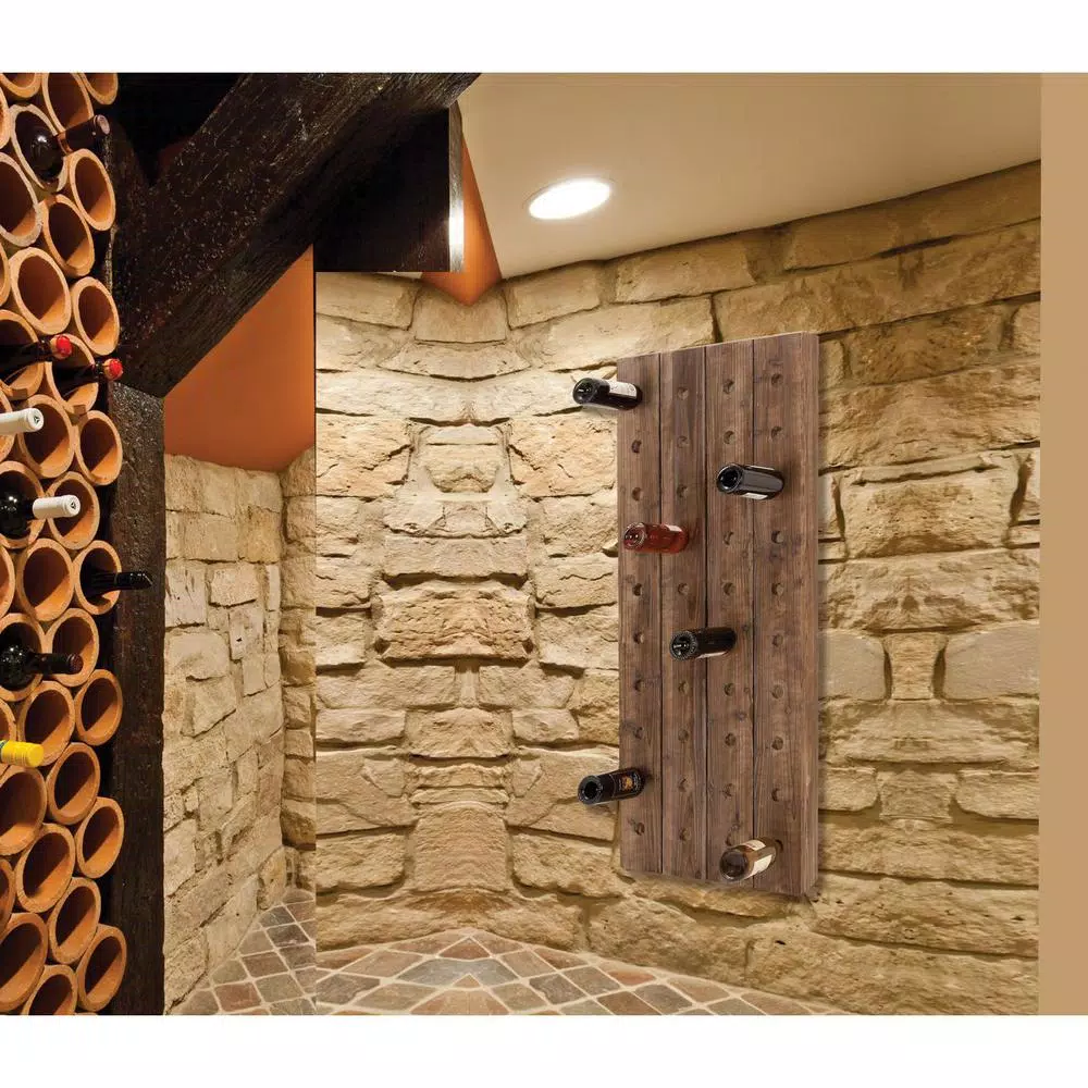 Bar Accessories LITTON LANE Pegboard 40-Bottle Wine RackĀ in Exposed Mahogany Finish - Image 3