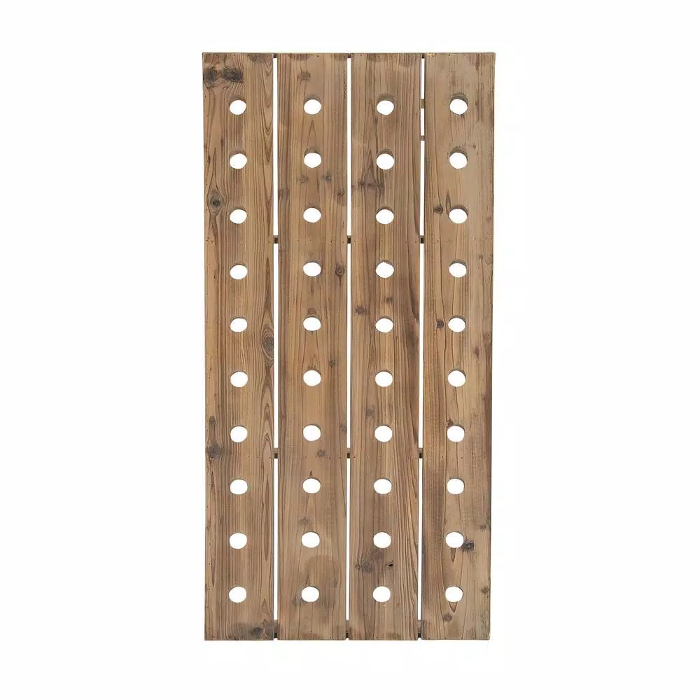 Bar Accessories LITTON LANE Pegboard 40-Bottle Wine RackĀ in Exposed Mahogany Finish