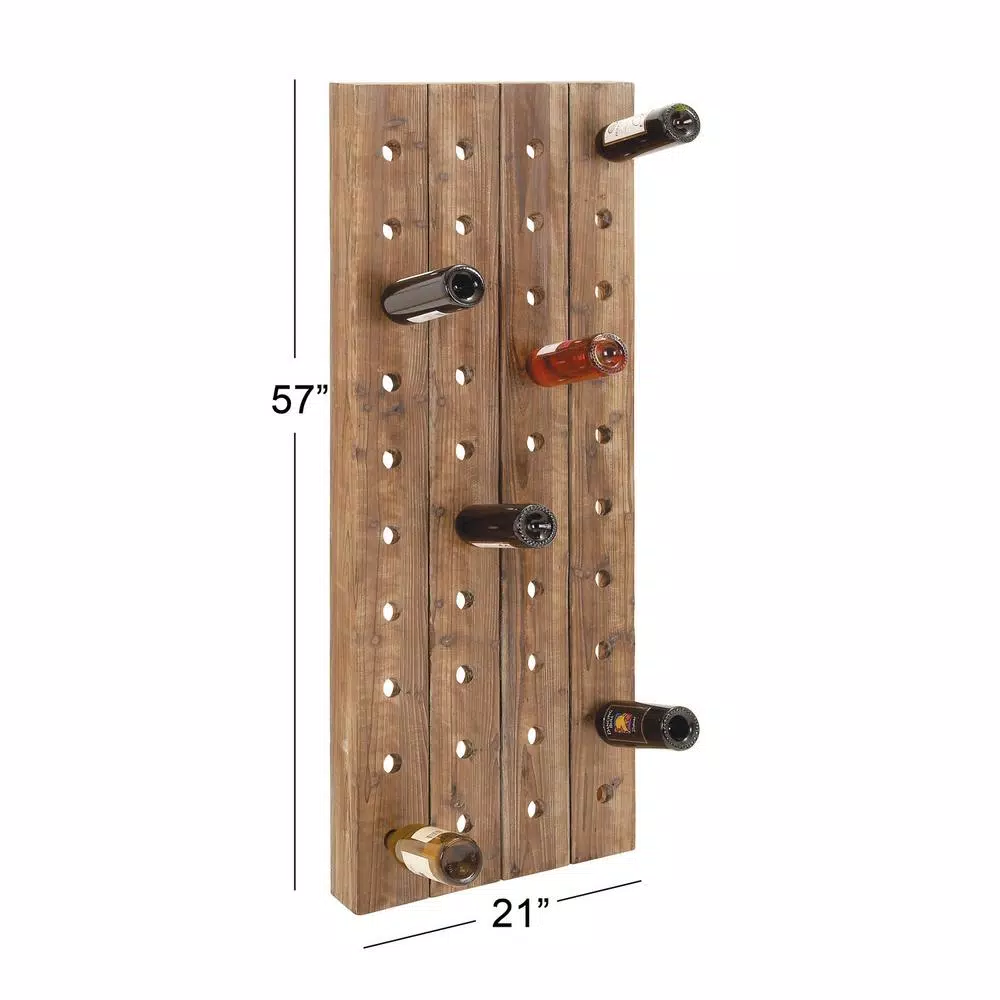 Bar Accessories LITTON LANE Pegboard 40-Bottle Wine RackĀ in Exposed Mahogany Finish - Image 6