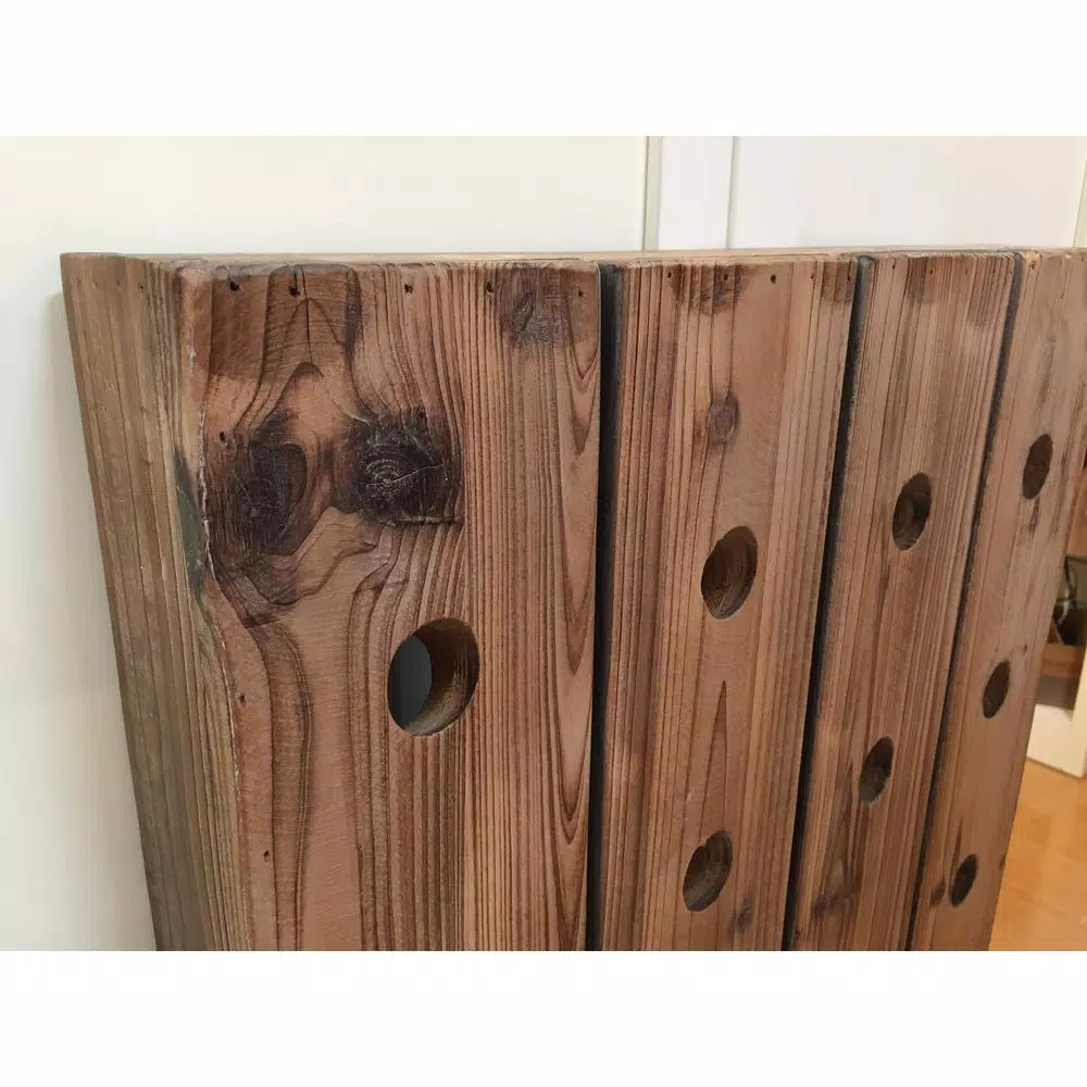 Bar Accessories LITTON LANE Pegboard 40-Bottle Wine RackĀ in Exposed Mahogany Finish - Image 2