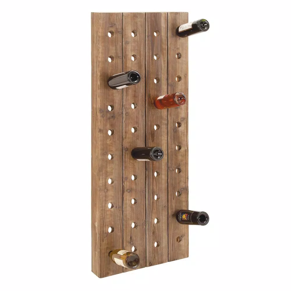 Bar Accessories LITTON LANE Pegboard 40-Bottle Wine RackĀ in Exposed Mahogany Finish - Image 5