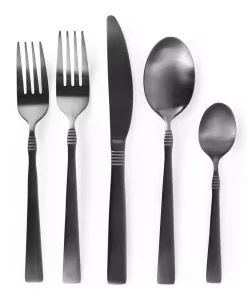 MegaChef Cravat 20-Piece Matte Black Flatware Utensil Set, 18/10 Stainless Steel Silverware Metal (Service For 4)