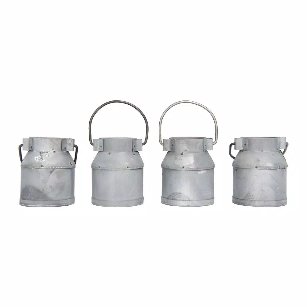 Table Linens & Kitchen Linens 3R Studios 2 In. W X 1.5 In. H Silver Galvanized Metal Vintage Milk Can Shaped Napkin Rings (Set Of 4) - Image 3