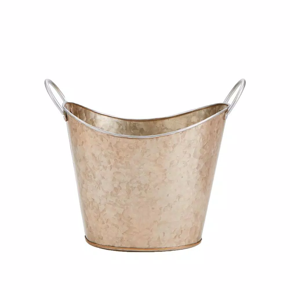 Bar Accessories Mind Reader Brown Cooper Plated Galvanized Beverage And Ice Tub Bucket With Handle - Image 4