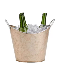 Bar Accessories Mind Reader Brown Cooper Plated Galvanized Beverage And Ice Tub Bucket With Handle