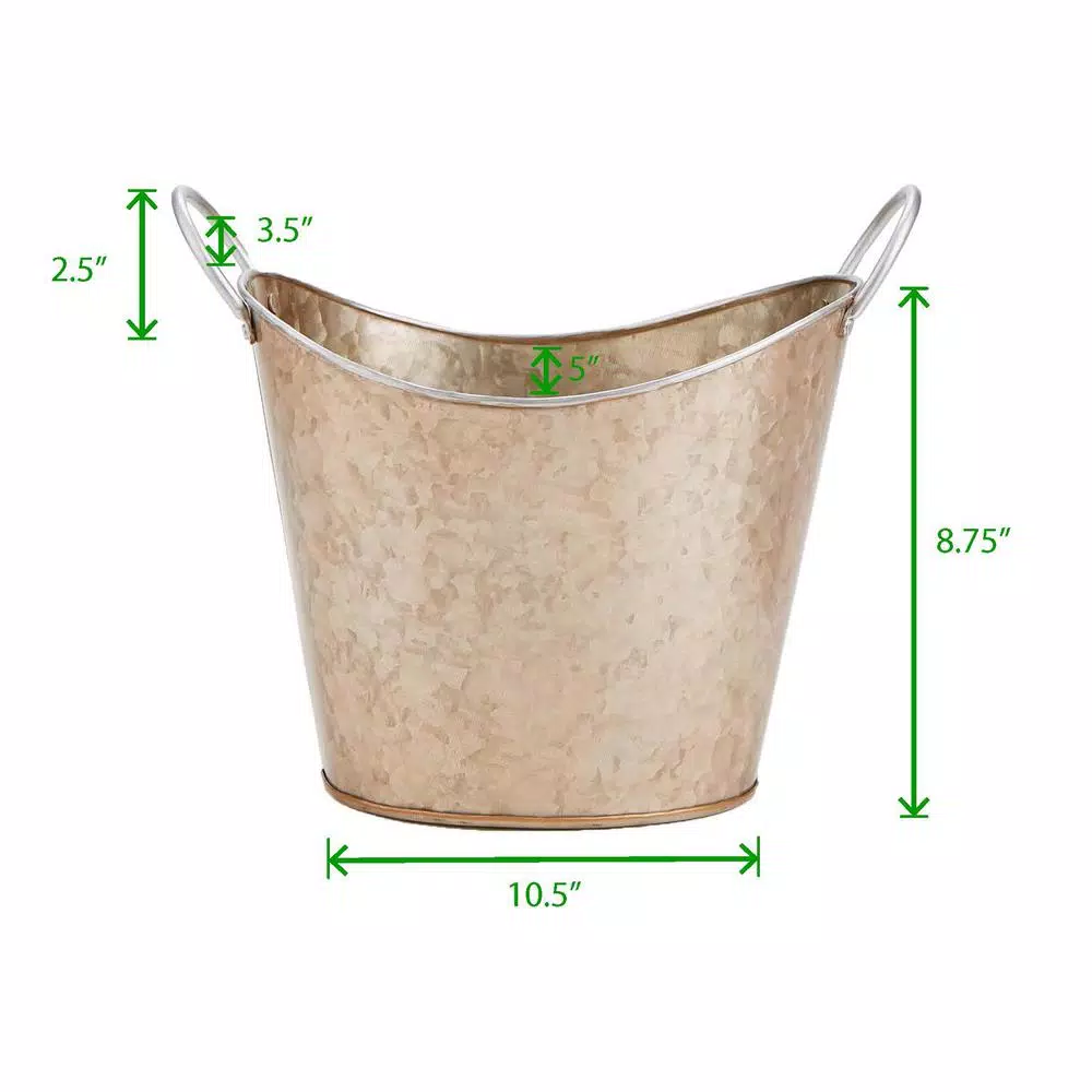 Bar Accessories Mind Reader Brown Cooper Plated Galvanized Beverage And Ice Tub Bucket With Handle - Image 7