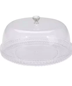 Disposable Tableware Mind Reader 10 In. X 7.25 In. Clear Diamond Acrylic Cake Holder With Cover, Cake Display, Dessert Display Tray, Cake Storage
