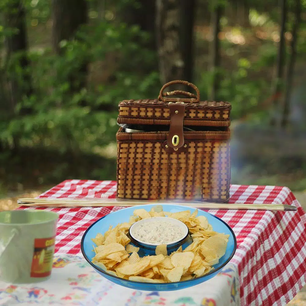 Disposable Tableware Mind Reader 13 In. X 2.25 In. Blue Acrylic Chip & Dip Bowl, Acrylic Tinted Snack Bowl, Kitchen, Countertop Bowl - Image 3