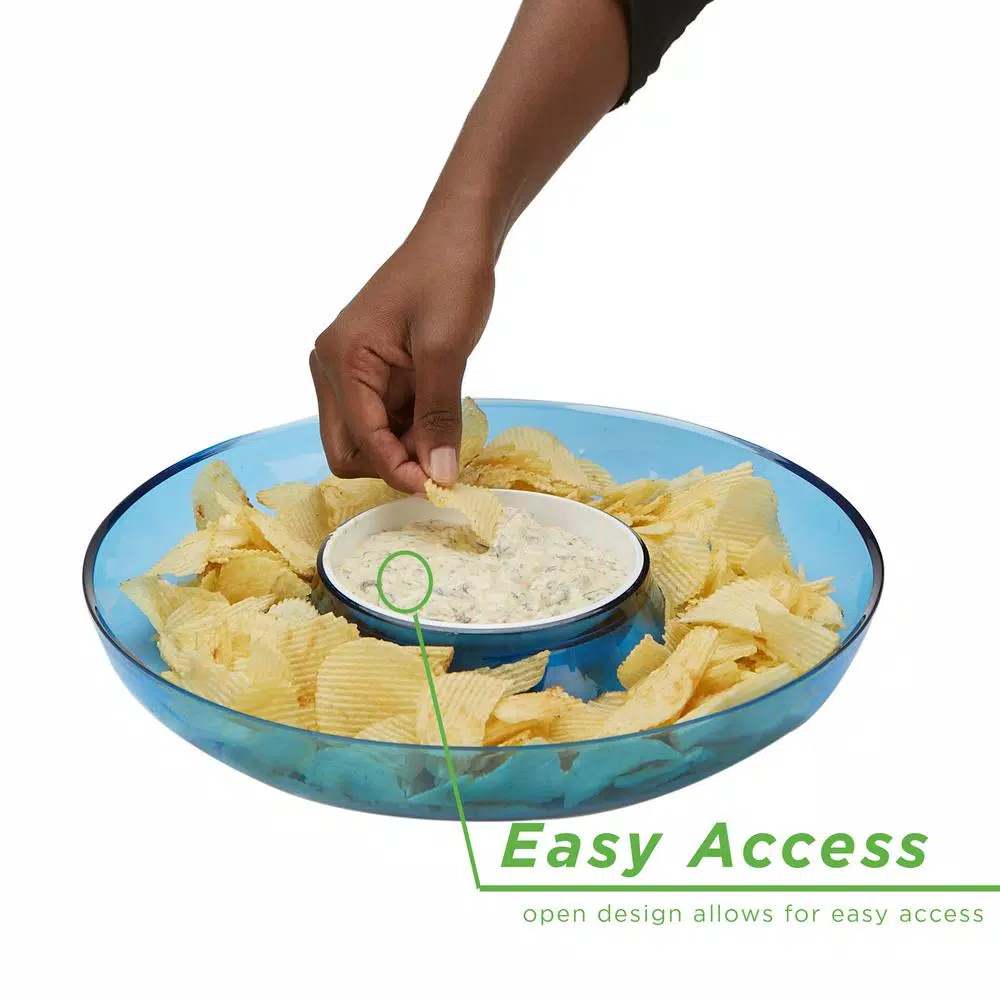 Disposable Tableware Mind Reader 13 In. X 2.25 In. Blue Acrylic Chip & Dip Bowl, Acrylic Tinted Snack Bowl, Kitchen, Countertop Bowl - Image 6