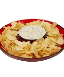 Disposable Tableware Mind Reader 13 In. X 2.25 In. Red Acrylic Chip & Dip Bowl, Acrylic Tinted Snack Bowl, Kitchen, Countertop Bowl