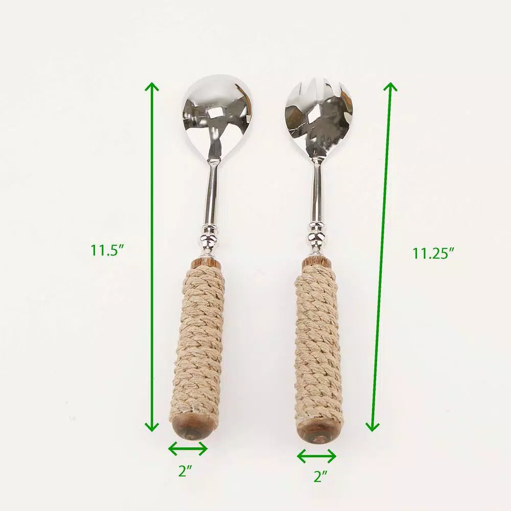 Flatware Mind Reader Silver Stainless Steel Rope Serving Salad Server Utensil Set Spoon And Fork Set (2-Piece) - Image 7