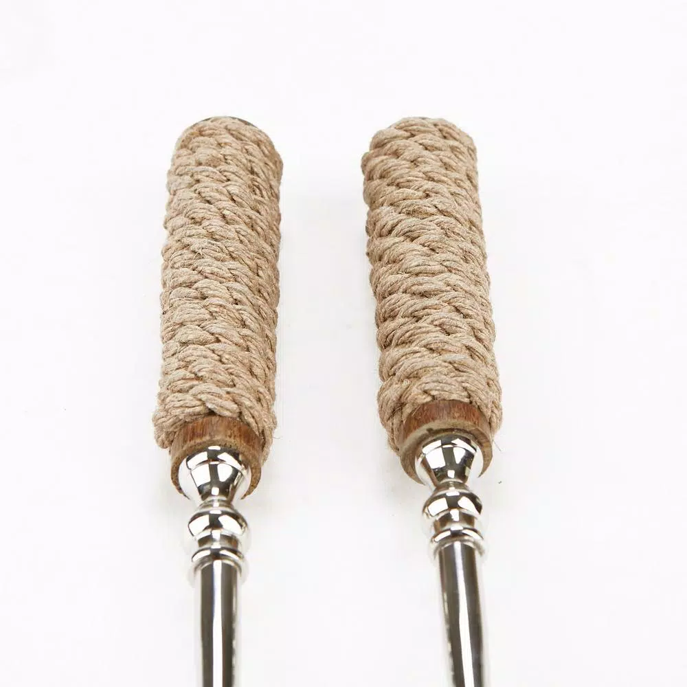 Flatware Mind Reader Silver Stainless Steel Rope Serving Salad Server Utensil Set Spoon And Fork Set (2-Piece) - Image 2