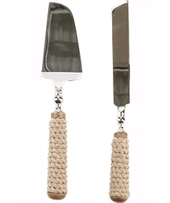 Flatware Mind Reader Roped Dessert Knifes 2-Piece Dessert Tool Set Stainless Steel Roped Handle Server