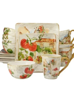 Certified International Piazzette 16-Piece Traditional Multi-Colored Ceramic Dinnerware Set (Service For 4)