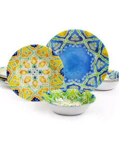 Gibson Home Seaberry 12-Piece Patterned Multi Melamine Outdoor Dinnerware Set (Service For 4)