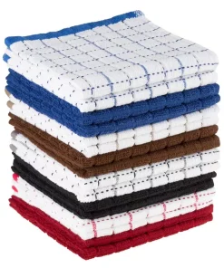 Table Linens & Kitchen Linens Lavish Home Multi Windowpane Pattern Cotton Kitchen Towels (Set Of 16)