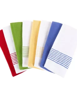 Table Linens & Kitchen Linens Lavish Home Multi-Color Diamond Weave Striped And Solid Color Cotton Kitchen Towel Set (8-Pieces)
