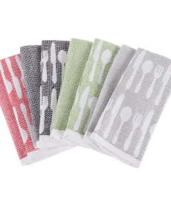 Table Linens & Kitchen Linens Lavish Home Multi-Color Flatware Design Chic Pattern Weave Cotton Kitchen Towel Set (8-Pieces)
