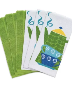 Table Linens & Kitchen Linens RITZ T-fal Multicolor Tea Cotton Print Dual And Solid Kitchen Dish Towel (Set Of 6)
