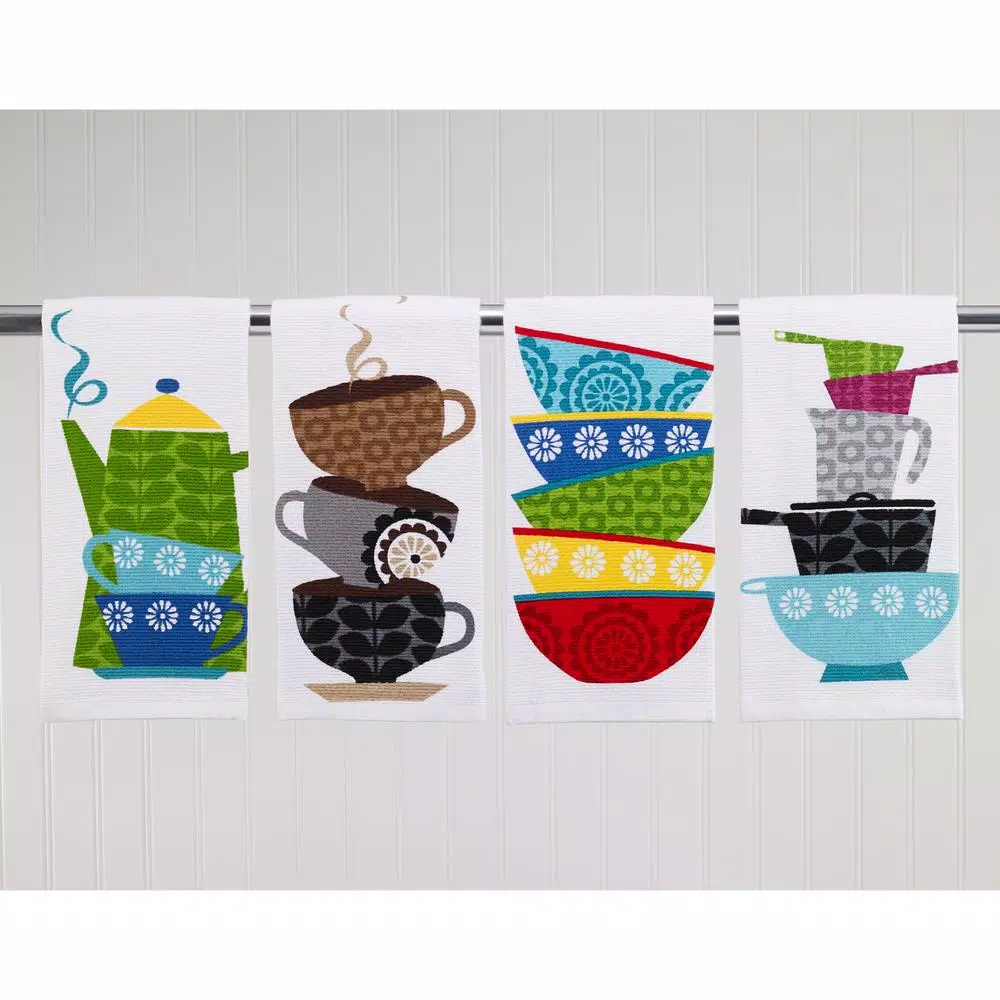 Table Linens & Kitchen Linens RITZ T-fal Multicolor Pots And Pans Cotton Print Dual And Solid Kitchen Dish Towel (Set Of 6) - Image 2