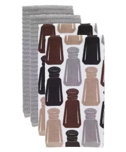 Table Linens & Kitchen Linens RITZ T-fal Multicolor Salt And Pepper Cotton Fiber Reactive Print And Solid Kitchen Dish Towel (Set Of 4)