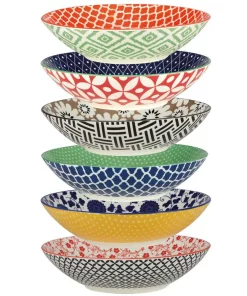 Dinnerware Certified International Soho Multicolored Porcelain 9 In. 32 Oz. Dinner Bowls (Set Of 6)