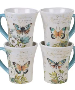 Dinnerware Certified International Nature Garden 4-Piece Seasonal Multicolored Earthenware 12 Oz. Mug Set (Service For 4)