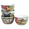 Dinnerware Certified International Clover Farm 4-Piece Seasonal Multicolored Earthenware 22 Oz. Ice Cream Bowl Set (Service For 4)