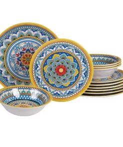 Certified International Portofino 12-Piece Seasonal Multicolored Melamine Dinnerware Set (Service For 4)
