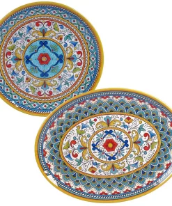 Dinnerware Certified International Portofino 2-Piece Seasonal Multicolored Melamine 14 And 18 In. Platter Set