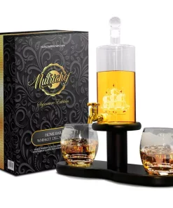 Bar Accessories NutriChef 26 Oz. Glass Wine And Whiskey Decanter Aerator Set With Whiskey Glasses