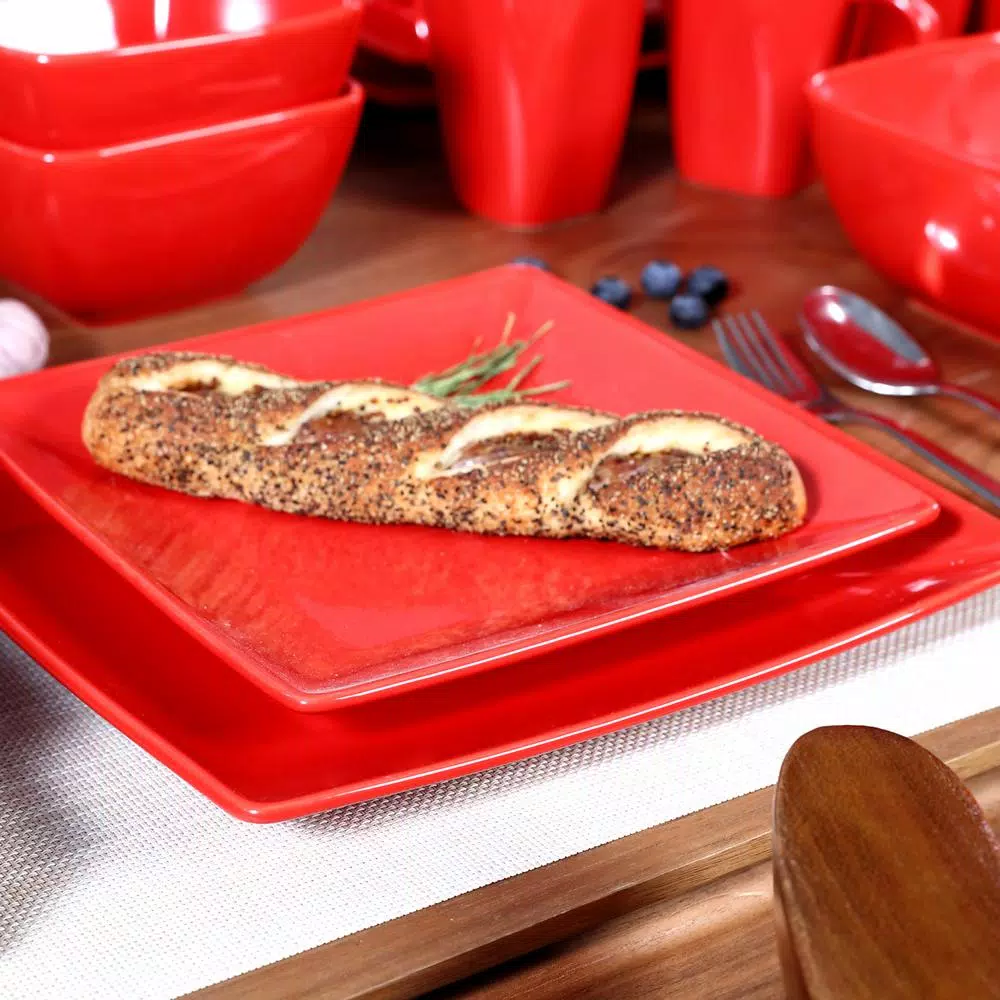 Boyel Living 16- Piece Modern Solid Color Red Porcelain Dinnerware Sets (Service For Set For 4) - Image 5