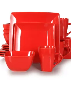 Boyel Living 16- Piece Modern Solid Color Red Porcelain Dinnerware Sets (Service For Set For 4)