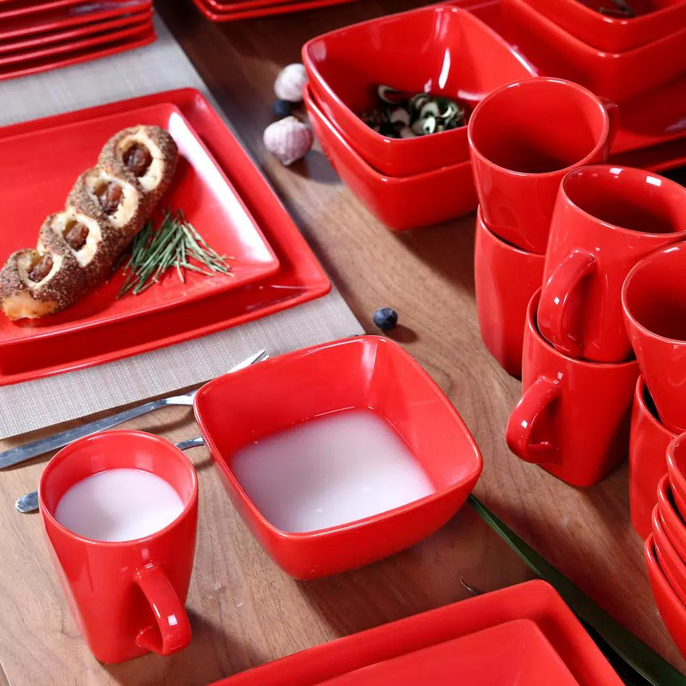 Boyel Living 16- Piece Modern Solid Color Red Porcelain Dinnerware Sets (Service For Set For 4) - Image 2