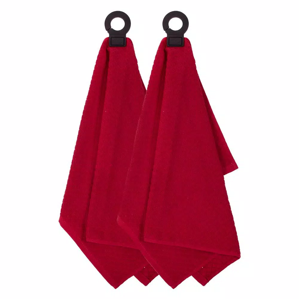 Table Linens & Kitchen Linens RITZ Hook And Hang Paprika Woven Cotton Pattern Kitchen Towel (Set Of 2)