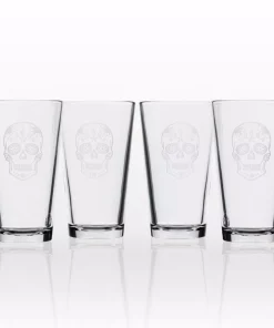 Drinkware Rolf Glass Sugar Skull 16 Oz. Pint Glass (Set Of 4)