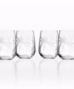 Drinkware Rolf Glass Dragonfly 17 Oz. Clear Stemless Wine Glass (Set Of 4)