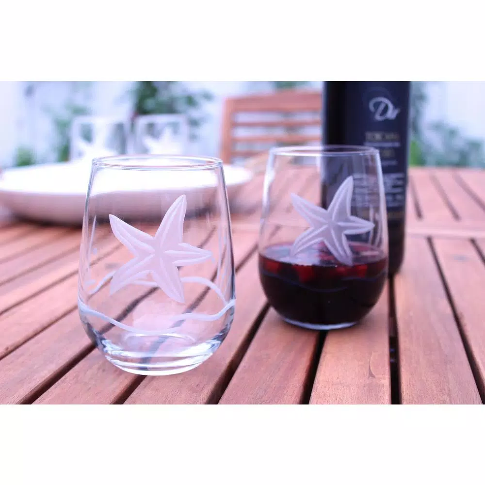 Drinkware Rolf Glass Starfish 17 Oz. Clear Stemless Wine Tumbler (Set Of 4) - Image 4