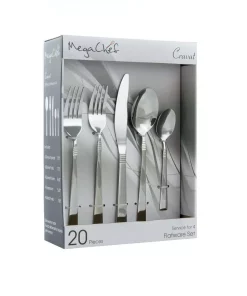 MegaChef Cravat 20-Piece Silver Stainless Steel Flatware Set (Service For 4)