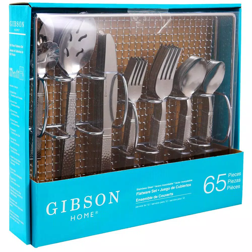 Gibson Home Prato 65-Piece Flatware Set With Wire Caddy (Service For 4)