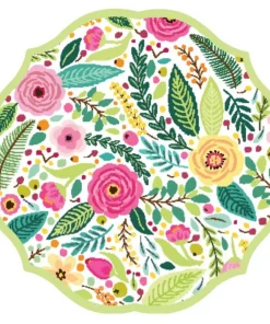 Disposable Tableware Sugar Plum Party Dinner Plate Spring Blossoms (16-Piece)