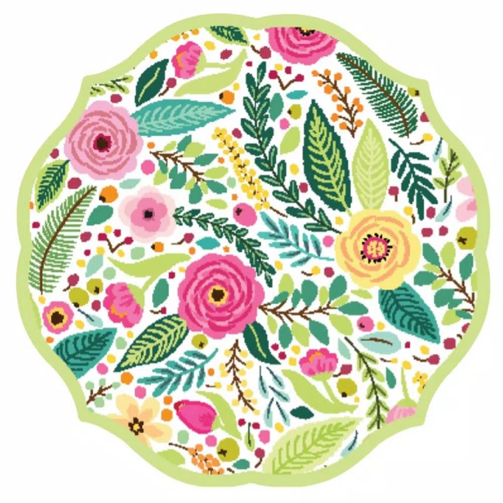 Disposable Tableware Sugar Plum Party Dinner Plate Spring Blossoms (16-Piece)