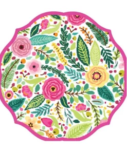 Disposable Tableware Sugar Plum Party Salad Plate Spring Blossoms (16-Piece)