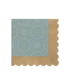 Disposable Tableware Sugar Plum Party 32-Piece Blue And Gold Assorted Disposable Cocktail Paper Napkin