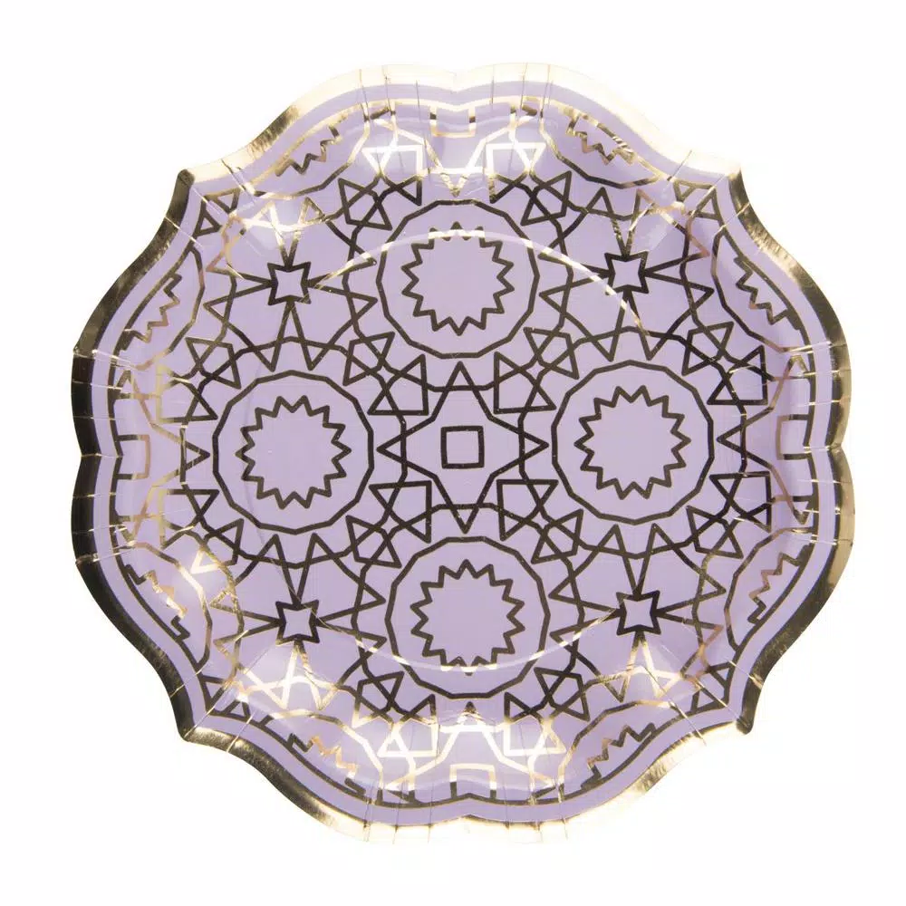 Disposable Tableware Sugar Plum Party Salad Plate Boho (16-Piece)