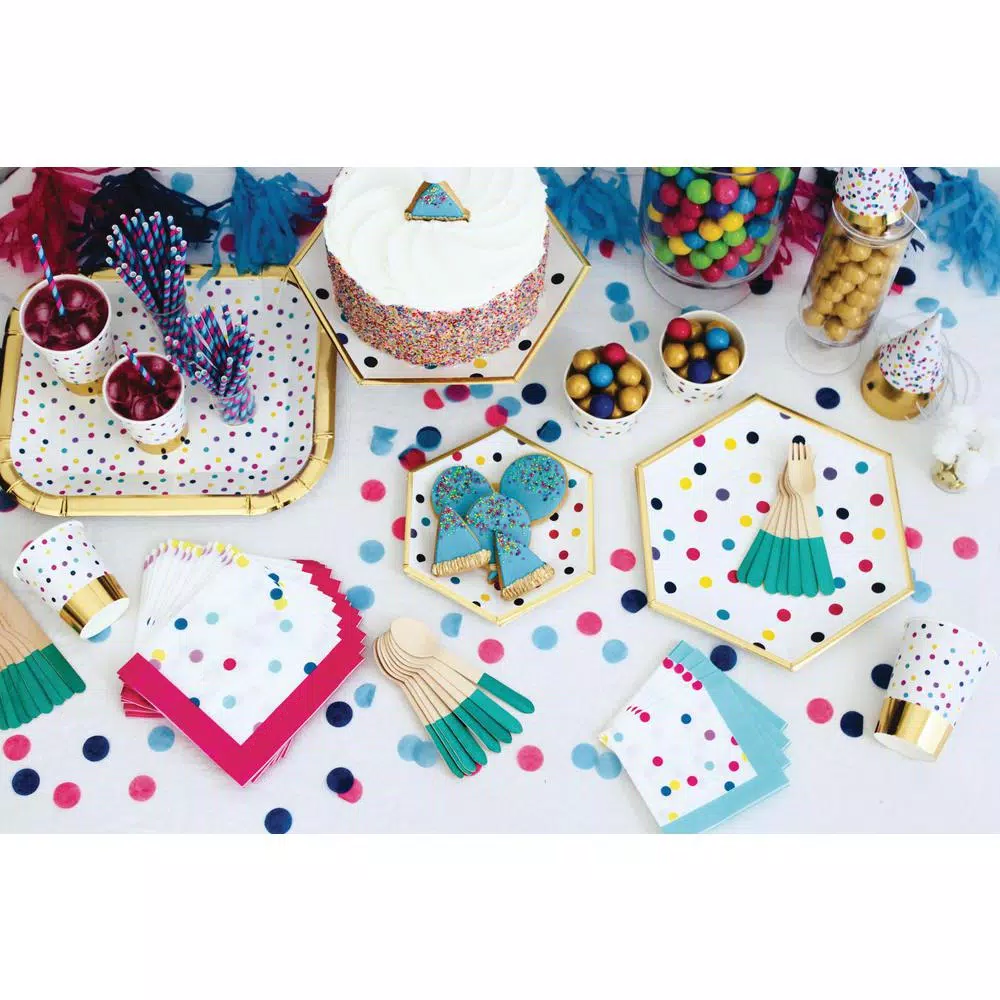 Disposable Tableware Sugar Plum Party Salad Plate Confetti (16-Piece) - Image 3