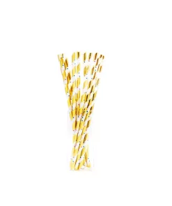 Disposable Tableware Sugar Plum Party 50-Piece Confetti Gold And White Assorted Disposable Paper Straw
