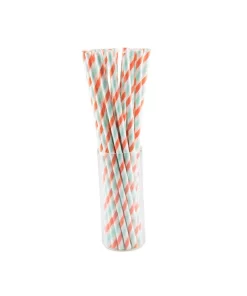 Disposable Tableware Sugar Plum Party 50-Piece Citrus Blue And Orange Assorted Disposable Paper Straw