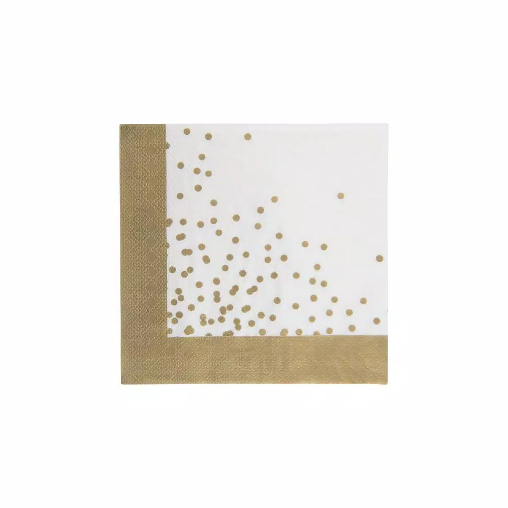 Disposable Tableware Sugar Plum Party 32-Piece Gold And White Disposable Assorted Cocktail Paper Napkin