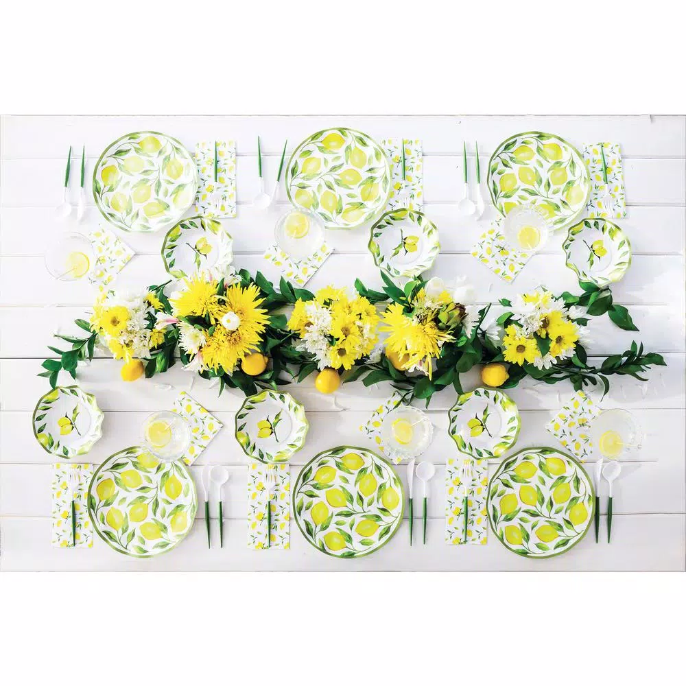 Disposable Tableware Sugar Plum Party Dinner Plate Lemons (16-Piece) - Image 4